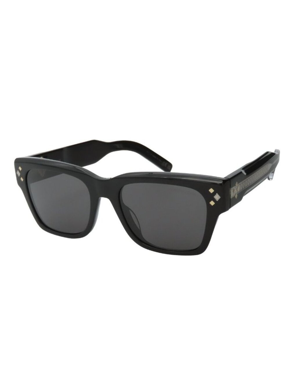 Dior Diamond Sunglasses Black Silver Acetate Metal Rectangular Eyewear